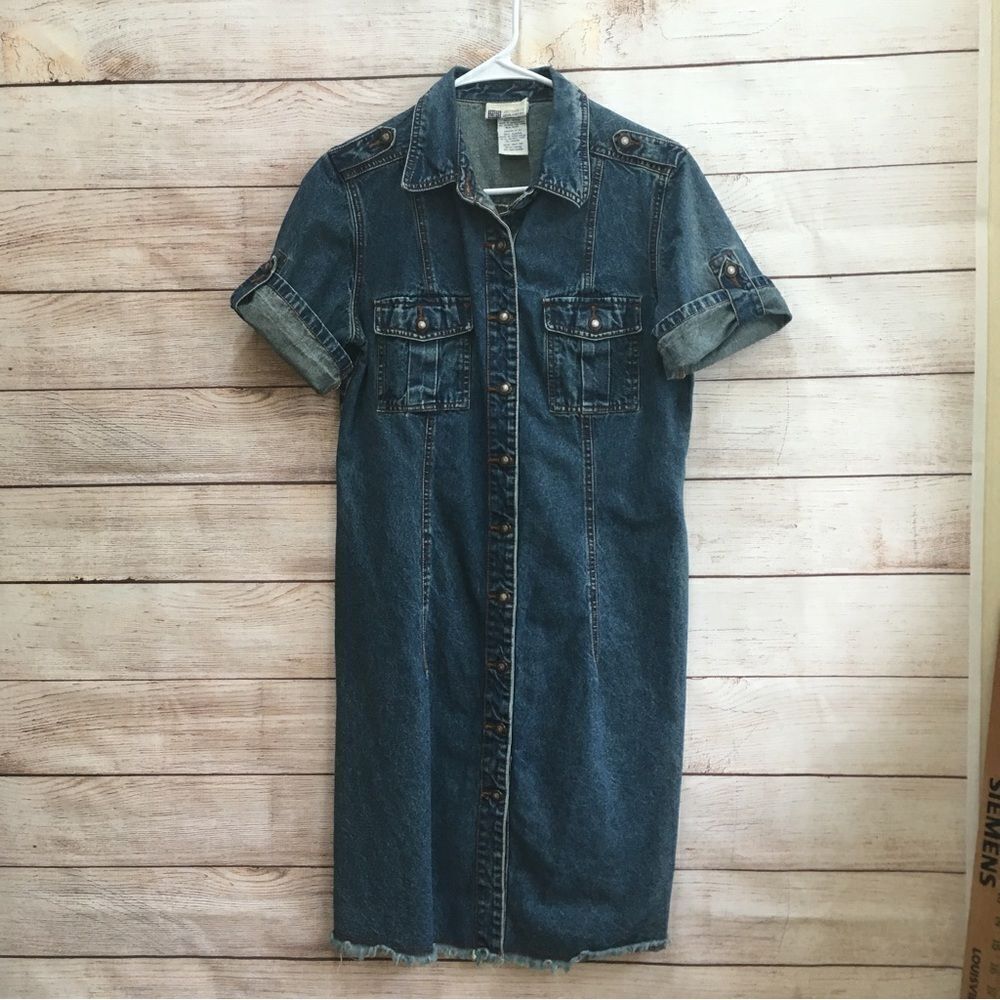 FADED GLORY DENIM BUTTON FRONT DRESS